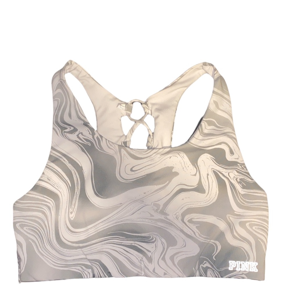 PINK marble sports bra
